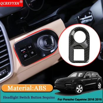 

Car Styling ABS Car Headlight Switch Button Sequins Internal Decoration Stickers Auto Accessories For Porsche Cayenne 2018 2019