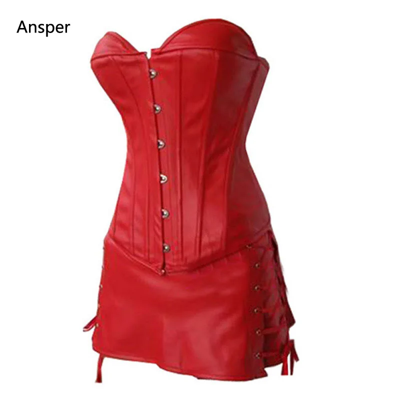 Aliexpress.com : Buy 2018 Black/Red Long Leather Corset Sexy Gothic ...