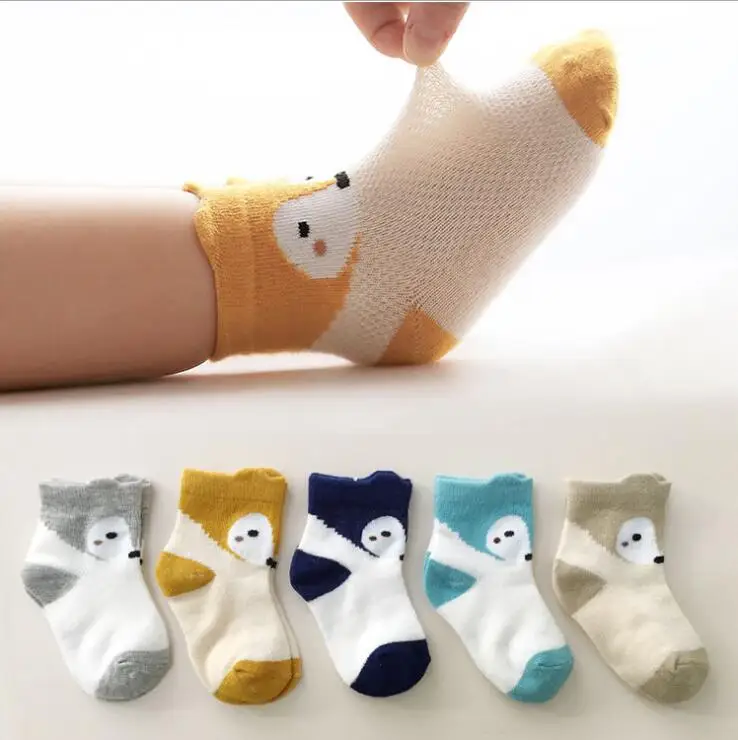 

5 Pairs/lot Baby Boy Socks Summer Spring Mesh Cotton Socks baby Cartoon Fox Infant Newborn Boy Toddler Socks for 0-3Years baby