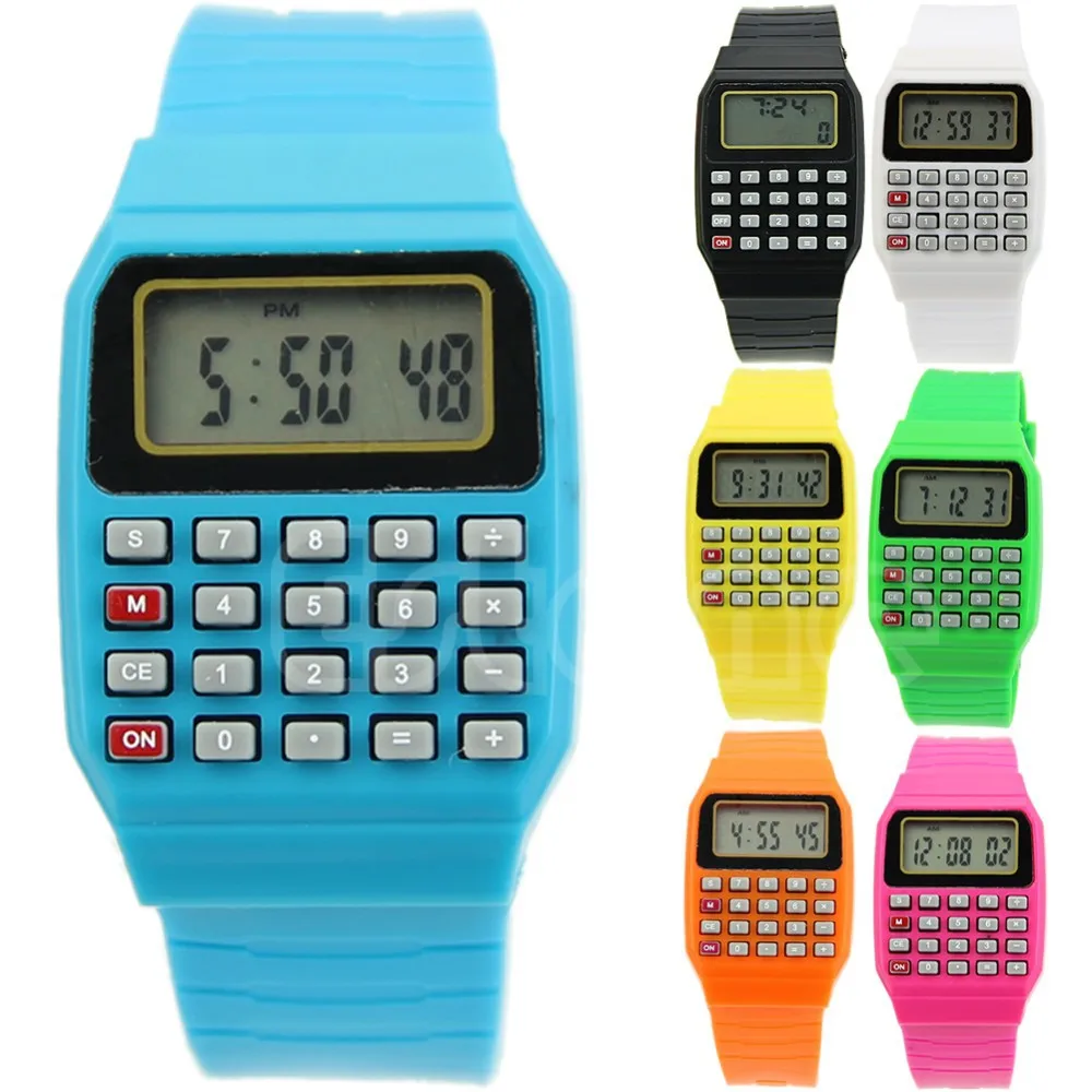 Children font b Electronic b font Calculator Silicone Date Multi Purpose Keypad Wrist Watch New Drop