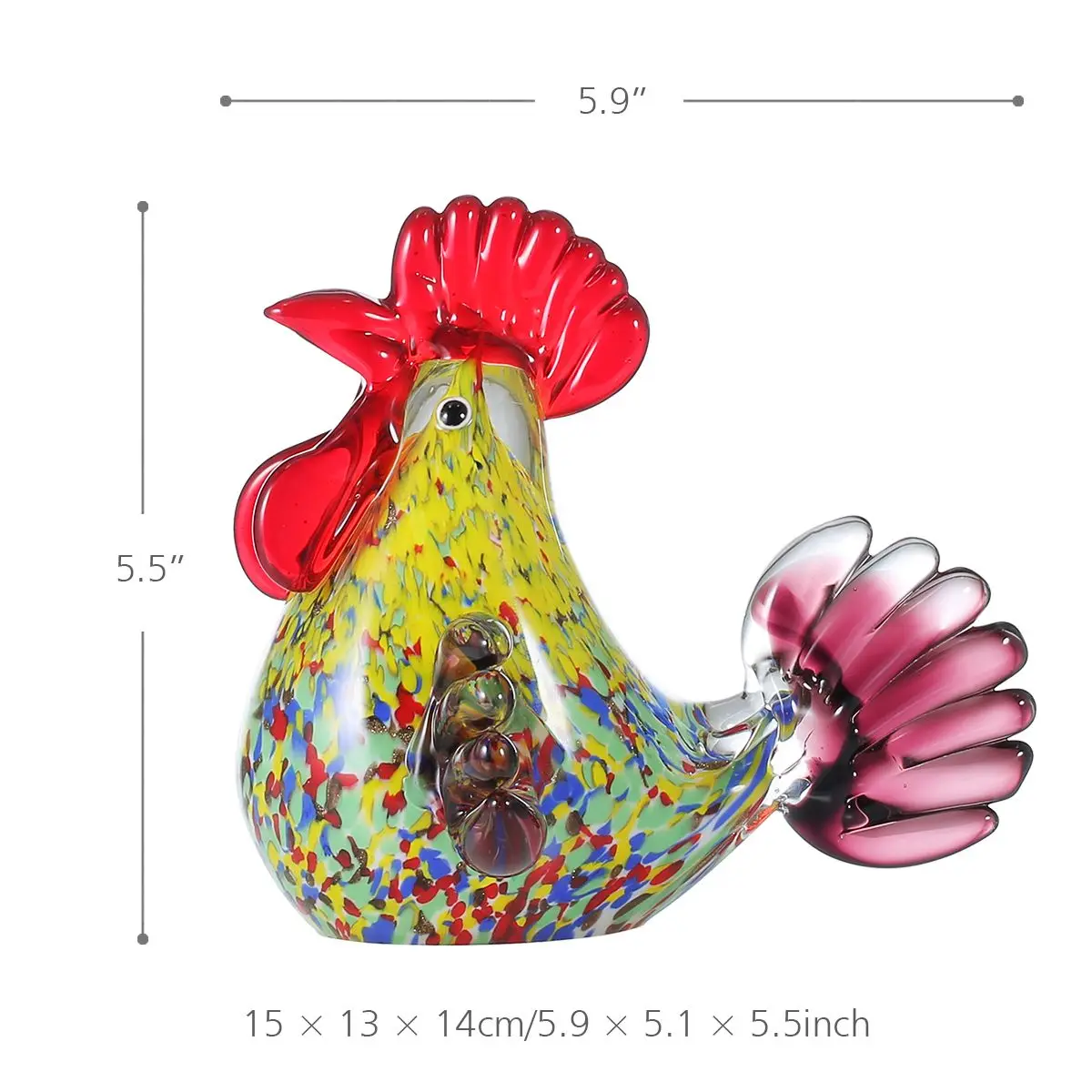 Tooarts разноцветная Статуэтка петуха, стеклянная миниатюрная статуэтка, домашний декор, украшение в виде животного, подарок, стеклянная ручная работа для домашнего сада