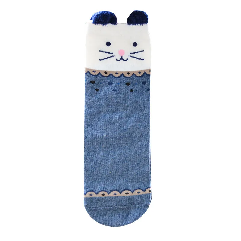 Новая горячая распродажа мультяшное 3D носки для девочек с рисунком котенка для малышей и детей - Цвет: Navy Blue