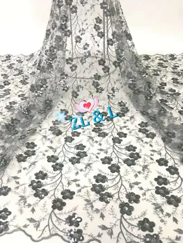 

Dark blue / bronze lace fabric 2019 high quality lace Nigeria lace fabric ladies dress African tulle lace each piece 5 yards