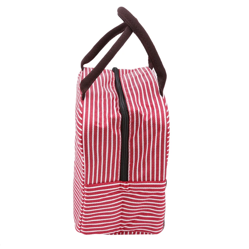 Женская Портативная сумка для ланча в оксфордскую полоску, теплоизолированные сумки-холодильники сохраняющая тепло для еды на пикник