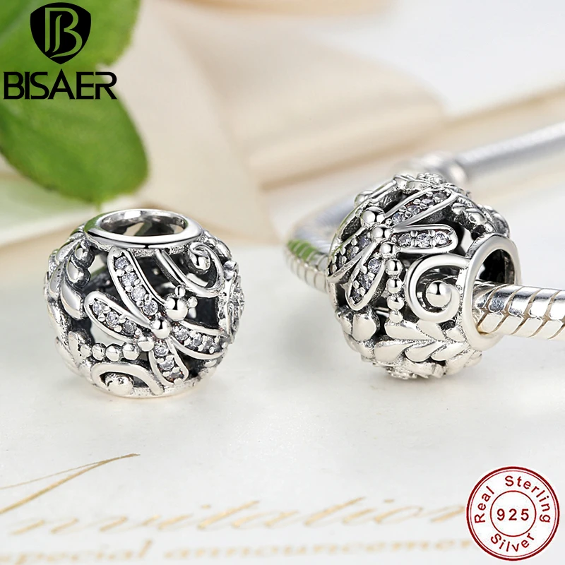 

925 Sterling Silver 925 Dragonfly Meadow Flower Clear CZ Ball Charm Fit Charms Silver 925 Original Bracelet & Necklace Jewelry