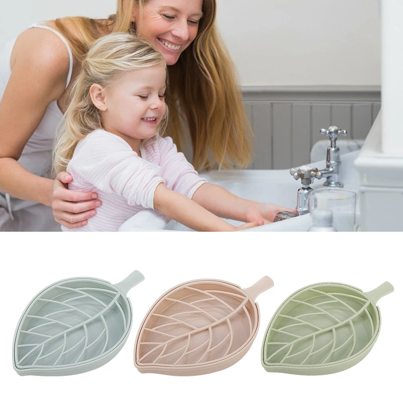 

CARRYWON Creative Drain Soap Box Leaf Modeling Soap Holder Bathroom Accessories Soap Dish Storage Basket Box Stand