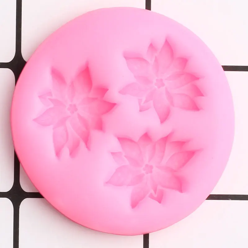 Poinsettia Flower Silicone Molds Cupcake Topper Fondant Mold DIY Christmas Cake Decorating Tools Candy Chocolate Gumpaste Moulds