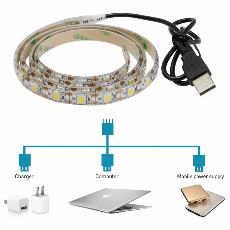 Светодиодная лента светильник USB ТВ фоновый светильник ing DC5V SMD3528 полосы белый гибкий светодиодный настольный декоративный светильник ing tv светодиодные полосы s