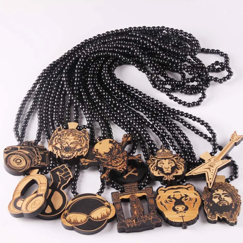 

Free shipping Jesus Che Guevara Pendant Good Wood Hip-Hop Wooden Fashion Rosary Necklace Wholesale more styles rock necklace