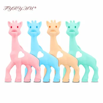 

TYRY.HU Original 5pcs Giraffe Teether Toy BPA Free Silicone Teether Beads Teething Pendant For Necklace Pacifier Clip Chain