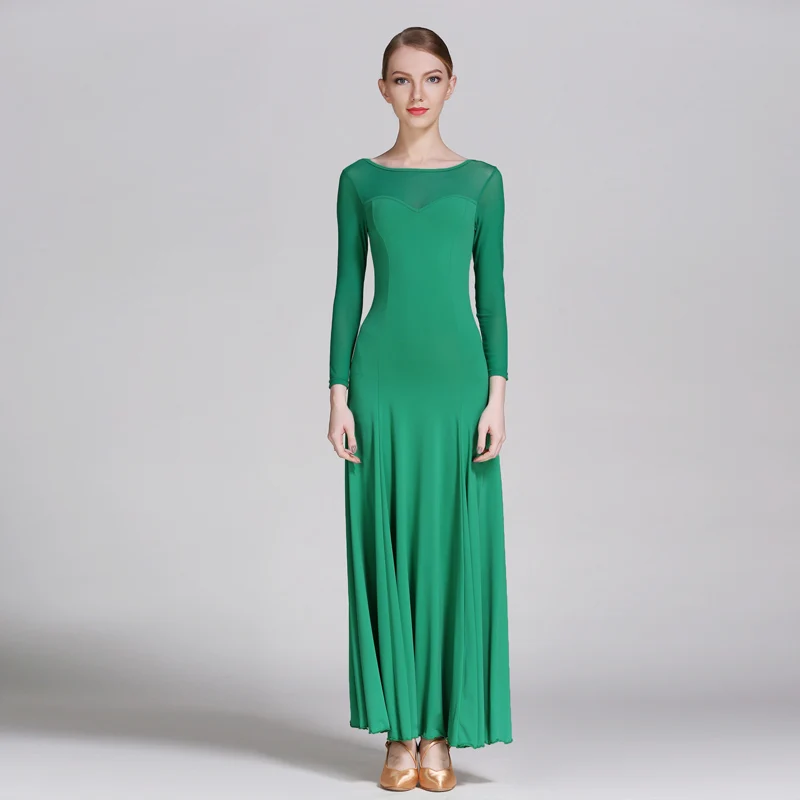 Гладкие Бальные платья для бальных танцев вальс испанское платье Фламенго танцевальное платье зеленые танцевальные костюмы обычные платья - Цвет: green