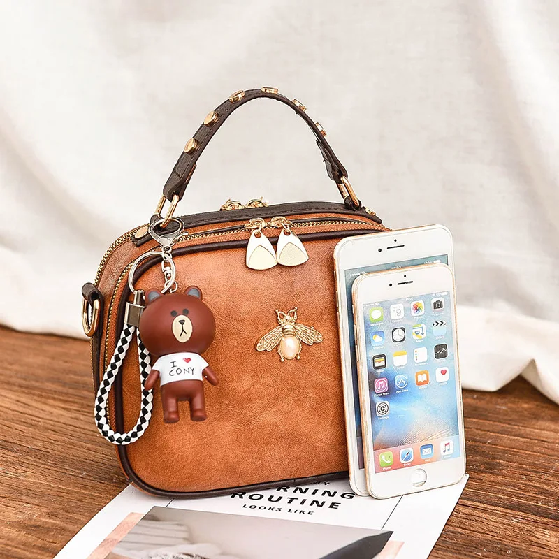 أعلى مقبض حقيبة للنساء 2019 جديد حقيبة يد فاخرة النساء النحل حقائب كتف الدب قلادة حقيبة ساعي الإناث Sac