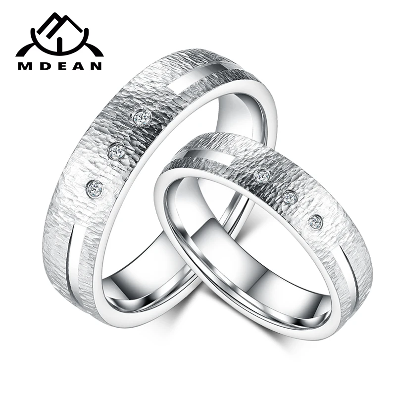 MDEAN Новое поступление кольца для пар женские и мужские обручальные с цирконием