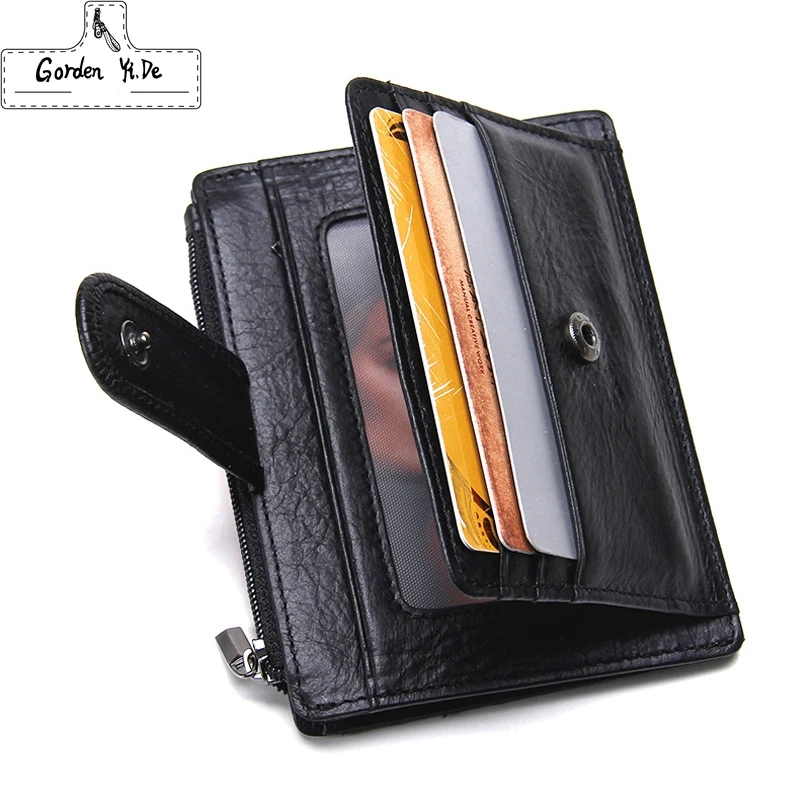 Thin Genuine Leather Men Wallet Small Casual Wallets Purse Card Holder Coin Mini Bags Top Quality