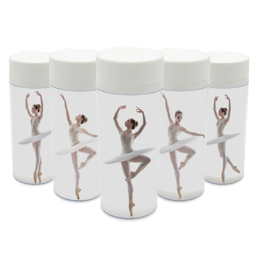Персонализированные BPA бесплатно Пластиковые изолированные стаканы Белый лебедь элегантный балетный танец девушки с крышкой широкий рот 300 мл бутылки для воды
