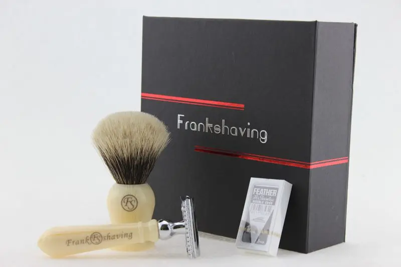 Frank Shaving-Безопасная бритва с двойными краями, лучшая Чистая щетка для бритья волос барсука(P) 20 мм Подарочный бритвенный набор/комплект# S2016106