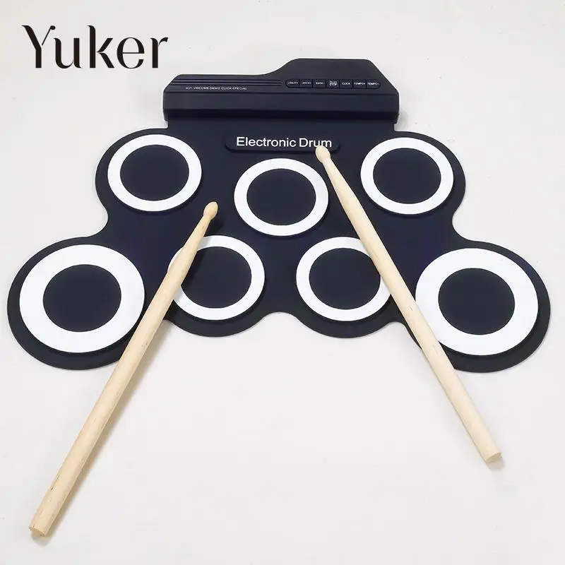 

Professional 7 Pads USB Portable Silicone Roll Up Foldable Electronic Drum