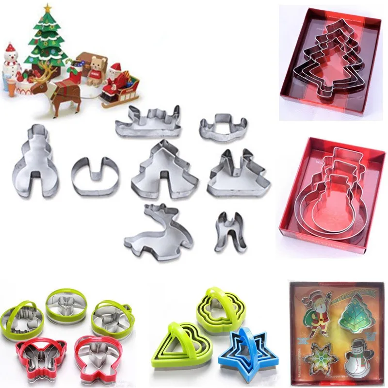 

Clearance Sale Cookie Mold Stainless Steel Hand Press Cookie Cutter Baking Pastry Tools Round Heart Star Christmas Bakeware