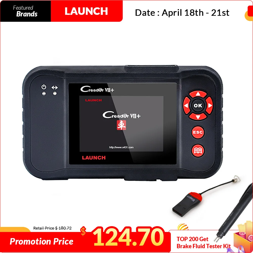 

LAUNCH X431 Creader VII+ OBD2 code reader Scanner test Engine ABS Airbag AT X-431 Creader VII plus auto diagnostic tool CRP123
