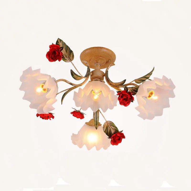 

Romantic Flower Bud Gold Chandelier Ceiling Lamp Hanging Elegant,LED Light Mounting Plate For Living Room Kids Girls Bedroom