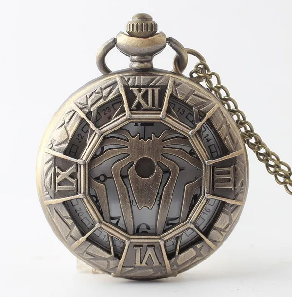 

Super Hero Spider-Man Retro Pocket Watch Spider Hollow Cool Design Watches quartz Necklace pocket watches gitf