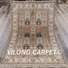 YILONG 4'x6' античный персидский шелковый ковер четыре сезона ручной работы vantage тонкие восточные ковры(YHW304AB4x6