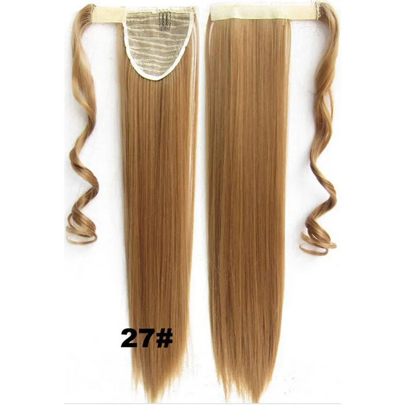 Jeedou 55 см длинные прямые волосы на заколках хвост накладные волосы конский хвост шиньон с заколками синтетические волосы конский хвост волосы для наращивания - Цвет: #27