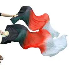 Высокое качество шелковые китайские спицы из бамбука длинные шелковые вееры 1 пара ручная работа окрашенный шелк танец живота вентиляторы черный красный+ белый 180*90 см