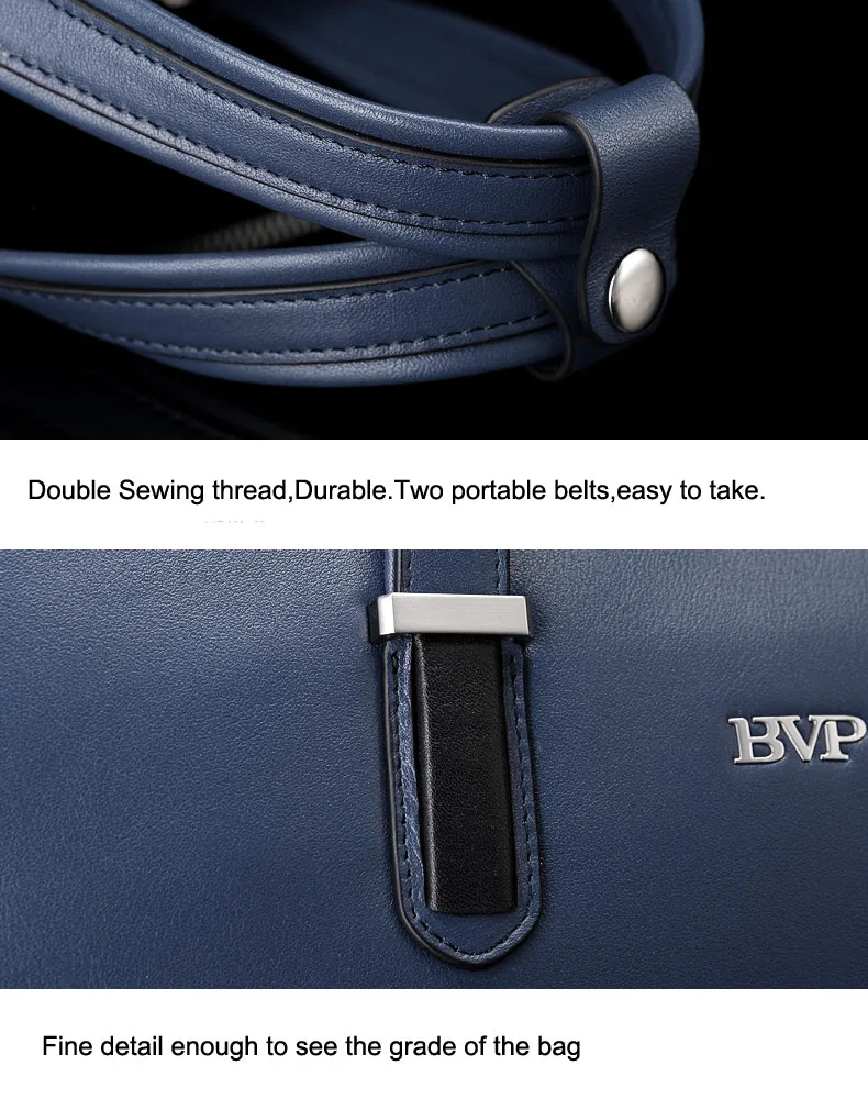 BVP бренд Высокое качество Натуральная кожа Для мужчин Портфели Бизнес синий "дипломат" со съемным плечевым ремнем из коровьей кожи J50