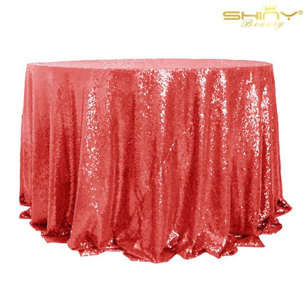 

ShinyBeauty 60 Inch-150cm Round Red Sequin Tablecloth,Dining Table Cover,Round Tablecloth for the Valentines-Z