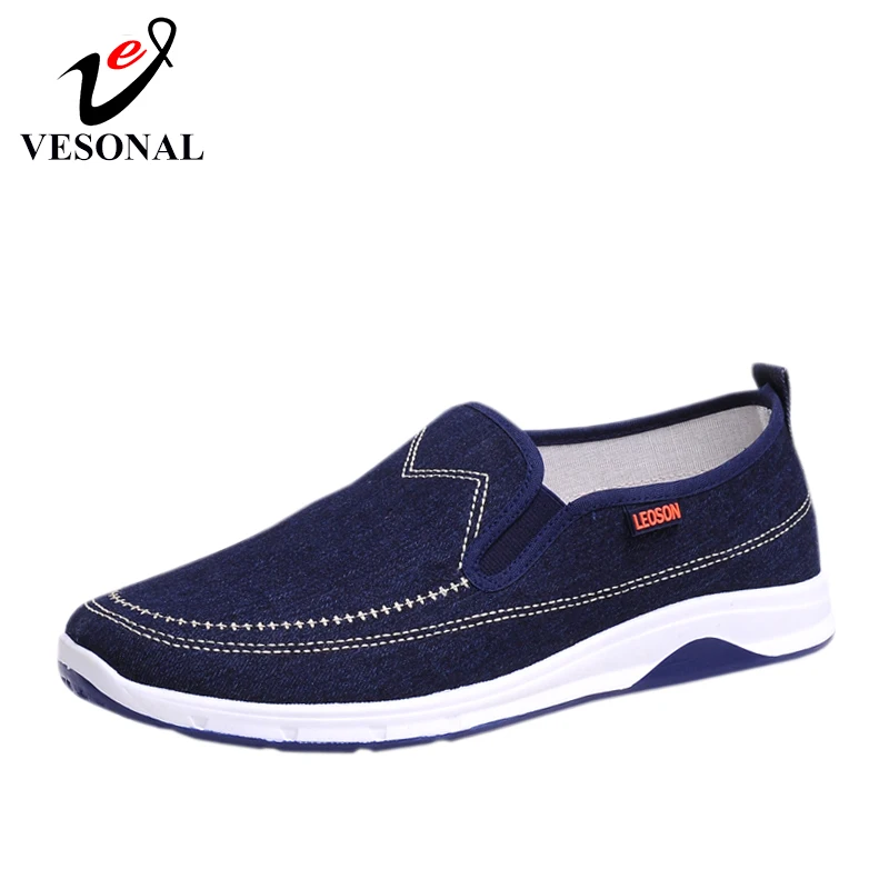 

VESONAL 2019 Summer Canvas Sneakers Men Shoes Loafers Moccasins lightweight Slip-On Comfortable Light Male Shoes Casual Driving