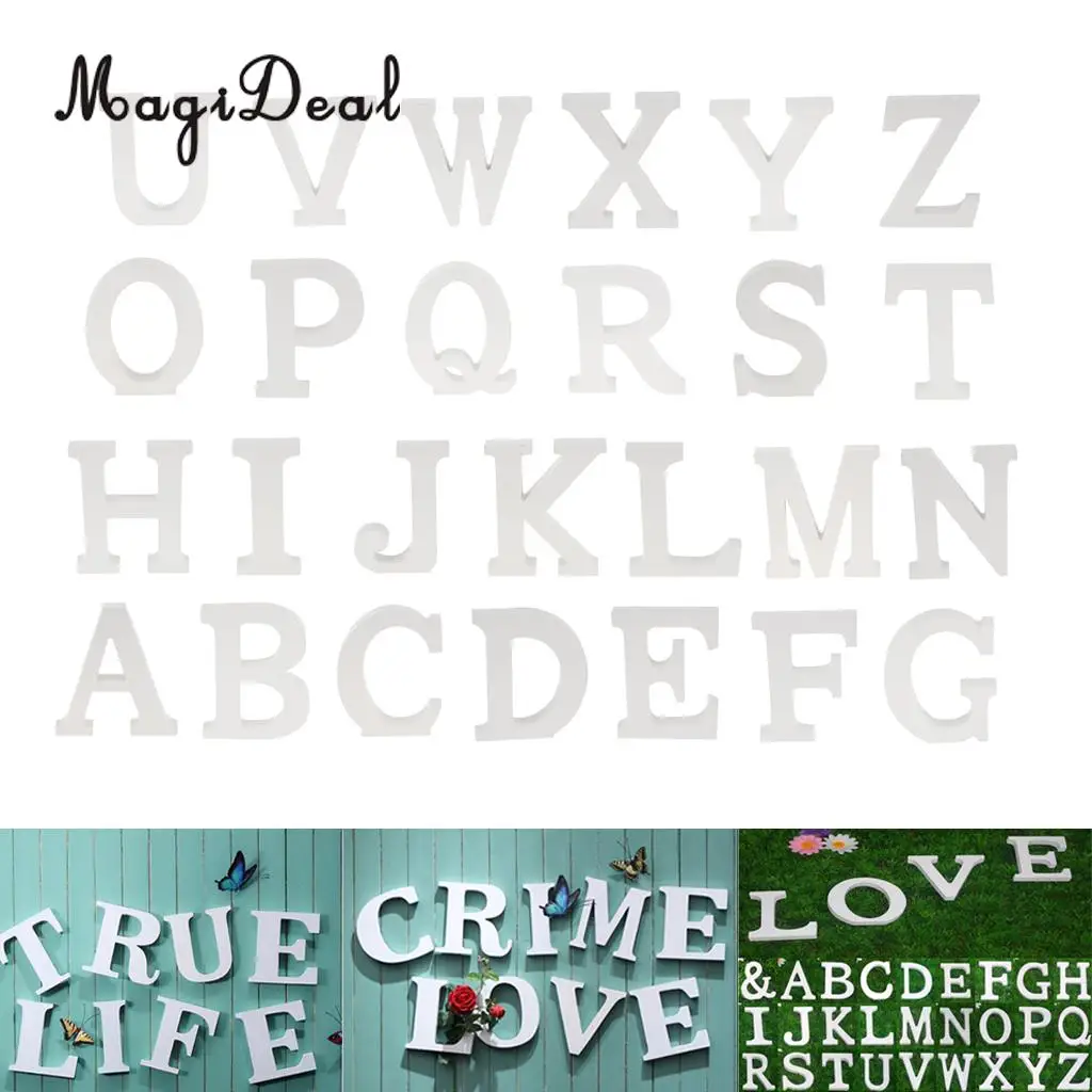 Wooden Alphabet DIY Block Words Sign Hanging Decor Letter for Home Bedroom Office Wedding Party Decor White