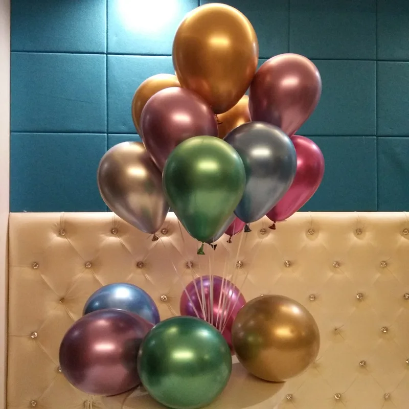 

50pcs 12inch New Glossy Metal Pearl Latex Balloons Thick Chrome Metallic Colors Inflatable Air Balls Globos Birthday Party Decor