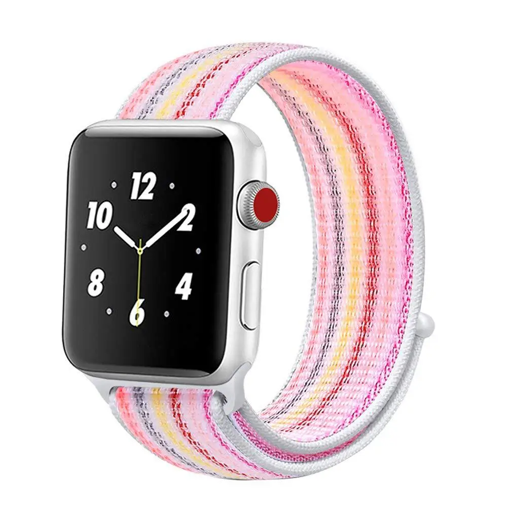 Ремешок для Apple Watch band Apple Watch 5 44мм 40мм iwatch 4 3 2 ремешок 42мм 38мм Спортивная петля Радуга Нейлоновая петля браслет ремешок для часов