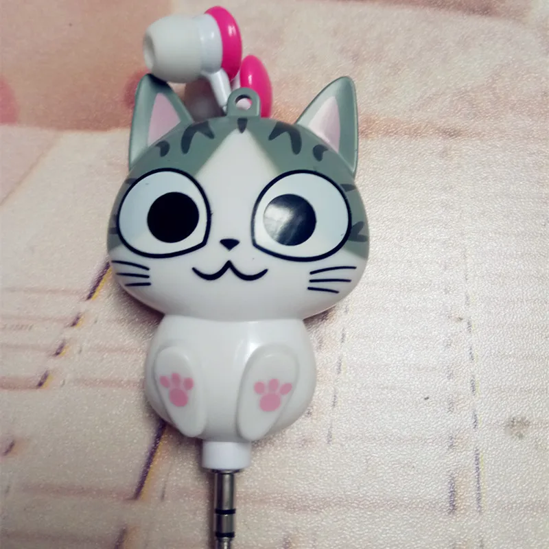 New In-ear Earphones Cute Cartoon Cat Panda Cheese Earplugs Retractable Automatic Headset for Iphone Android Kid Girls Gifts     (7)