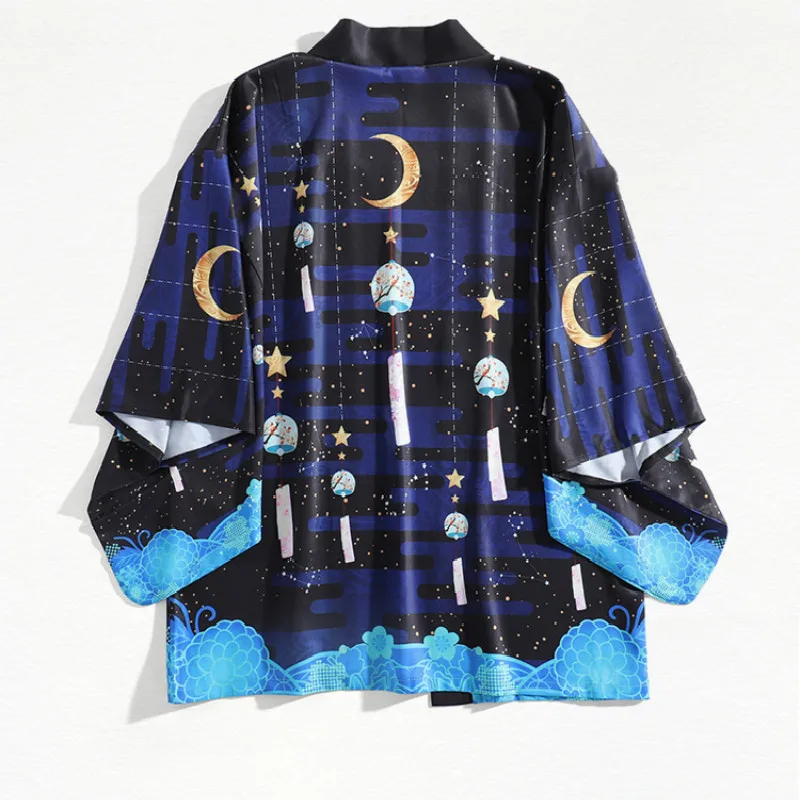 Harajuku Japanese Style Kimono Men Women Cardigan Moon Traditional Japanese Clothing Asian Clothes Sun Protection shirts blouses