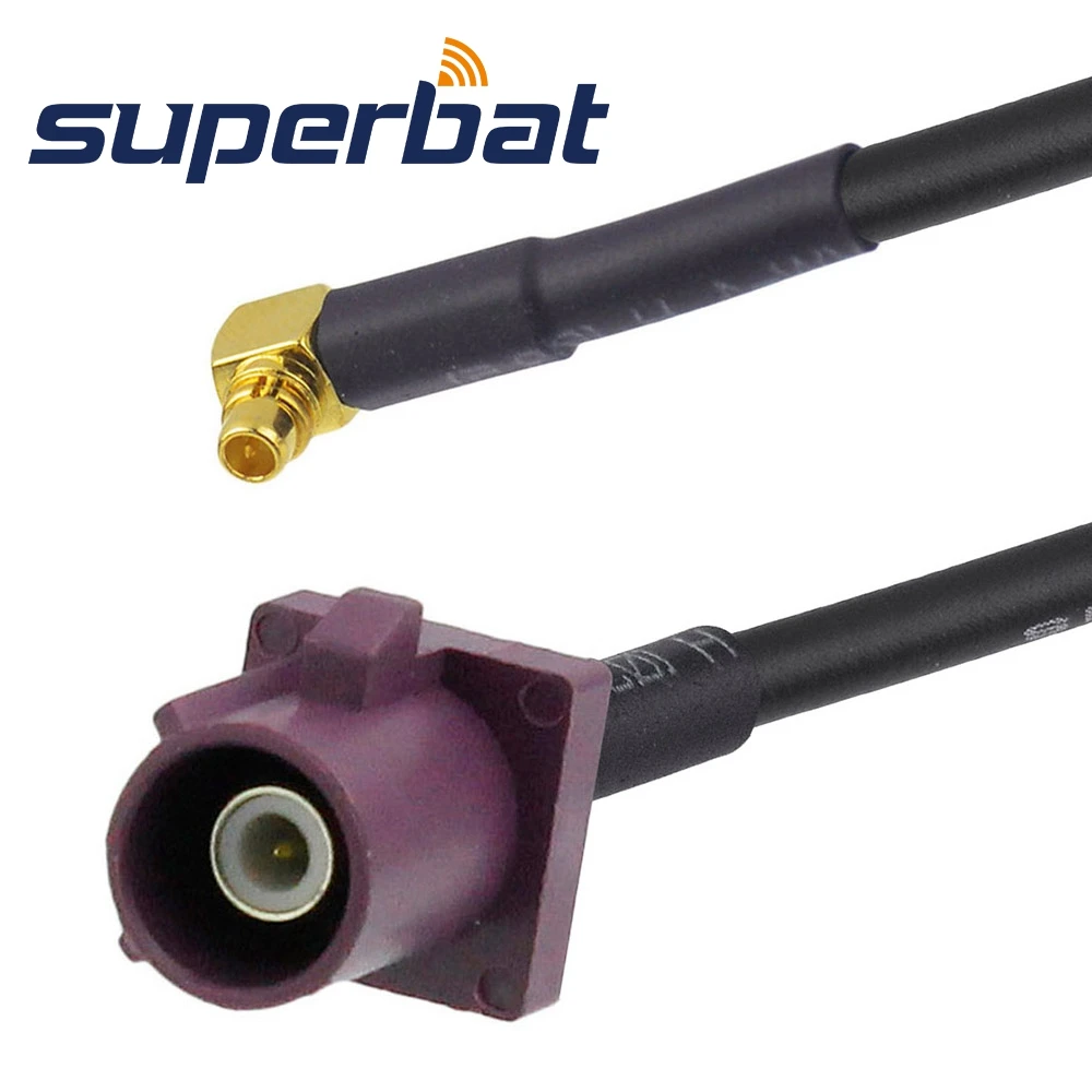 Superbat Fakra &quotD&quot штекер прямой к MMCX правый угол Pigtail кабель RG174 15 см для GSM