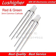 100 шт. светодиодный 3 мм круглый отраженный красного и зеленого цветов, два Цвет светодиодный общий анод светодиодный Диод светильник на светодиодах