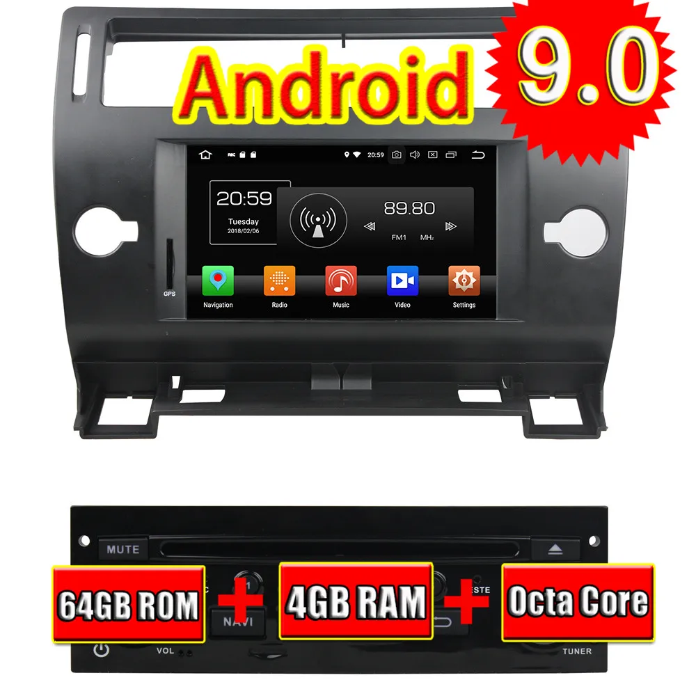 

TOPNAVI Android 9.0 Car GPS Navigation For Citroen C4 2005 2006 2007 2008 2009 2010 2011 Car DVD Multimedia Radio Stereo 2 DIN