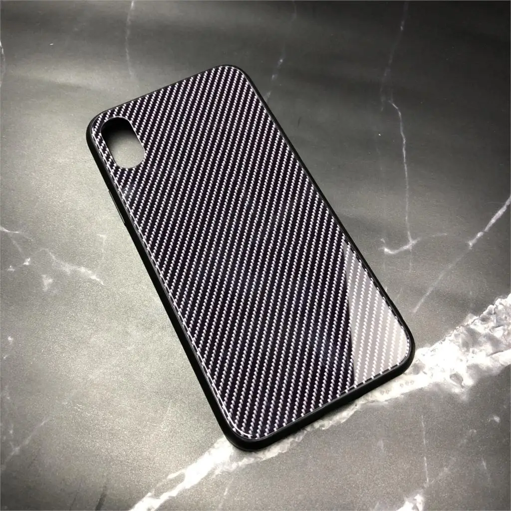 

Carbon Fiber Glass Phone Case For iPhone 8 coque for samsung s10