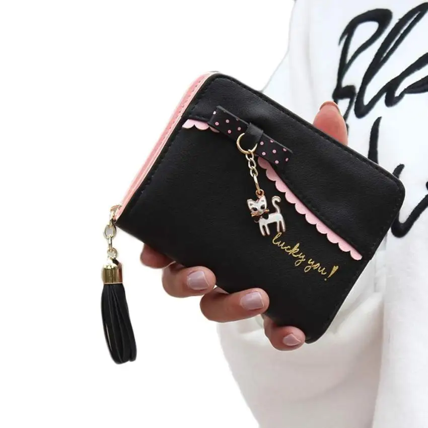 2020 carteras mujer Women Wallets Lady Fashion Cat pendant Mini Grind Magic Bifold Leather Wallet Women's Card Holder Purse 2020 carteras mujer Women Wallets Lady Fashion Cat pendant Mini Grind Magic Bifold Leather Wallet Women's Card Holder Purse