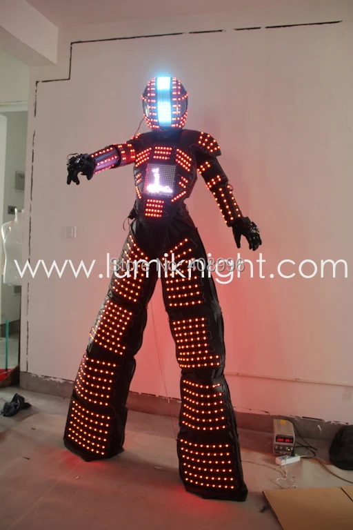 LED робот костюм с светодиодный экран в груди и цифровой светодиодов в шлем