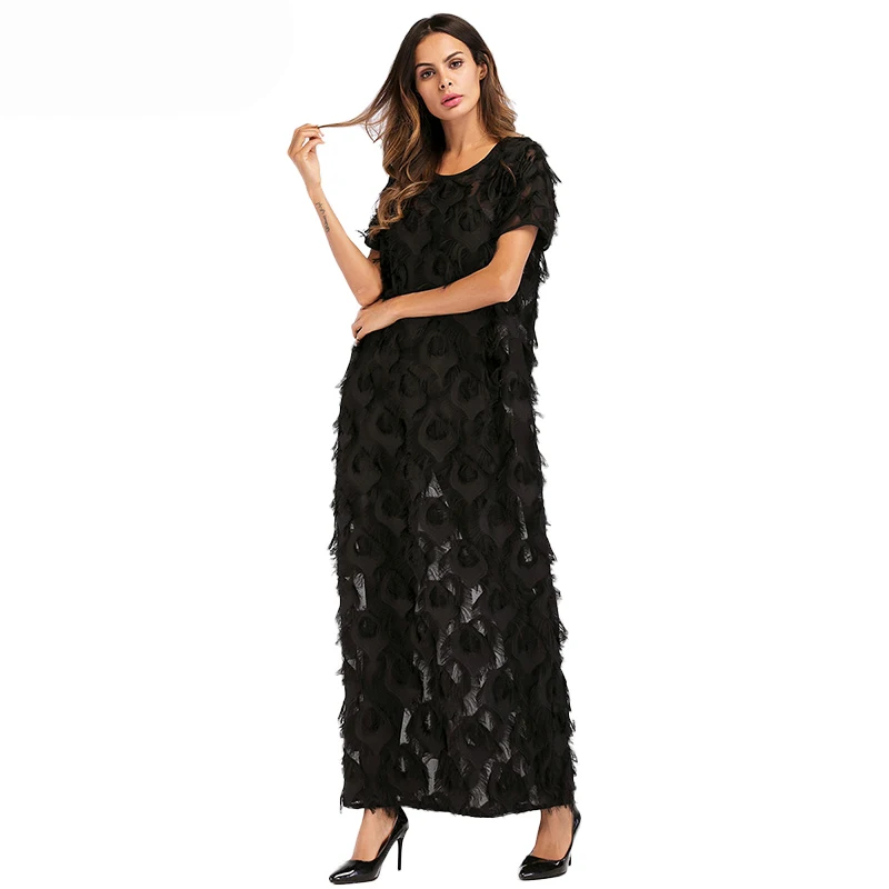 WHZHM Robe Femme мусульманское платье 2018 женское повседневное кружевное летнее с