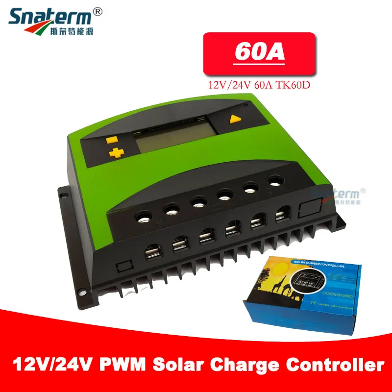60A PWM регулятором солнечного заряда контроллер 12 V/24 V Авто ЖК-дисплей Дисплей Макс. PV Входная мощность 780W(12 V), 1560 Вт(24 V) 50A 12V 24V PV солнечного регулятора