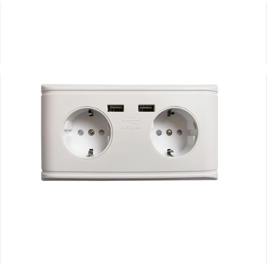 

Dual USB Charging Port 5V 2.4A 16A Wall Russia Spain netherlands Standard Power Socket Double EU Outlet Charger Adapter,250 cV