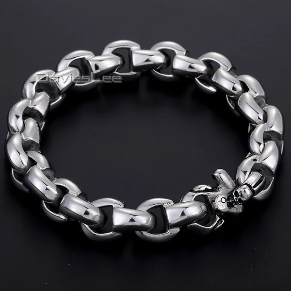 Fashion Gift 12mm Heavy Silver Tone Interlock Rolo Link Mens Chain Fashion Gift 12mm Heavy Silver Tone Interlock Rolo Link Mens Chain Boys 316l Stainless Steel Bracelet Jewelry Promotion Dlhb119 In Bracelets