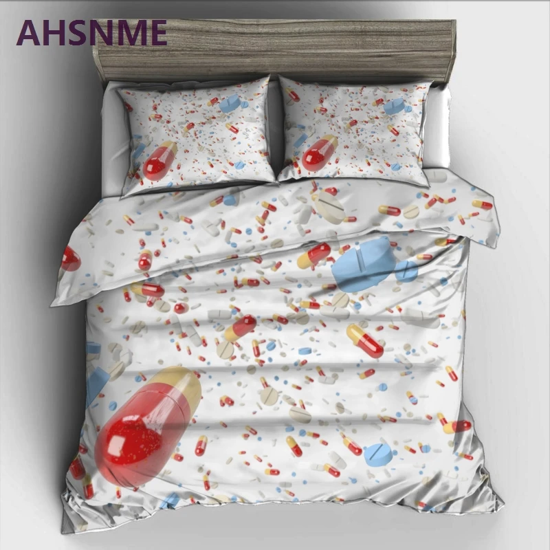 AHSNME 3D Pills Bedding Set High definition Print Quilt Cover for RU AU