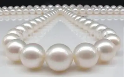 

xd 003506 CLASSIC 12-13MM SOUTH SEA WHITE ROUND PEARL NECKLACE 18INCH 14KGP