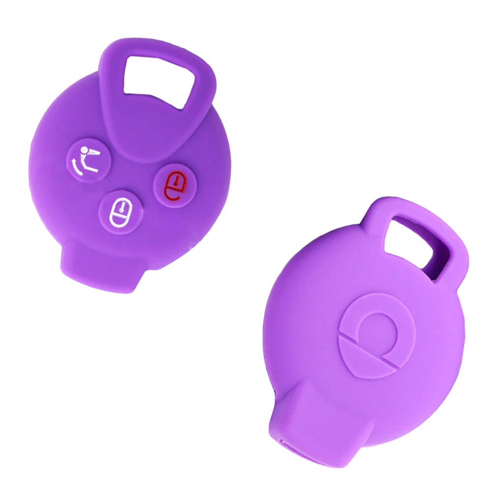 3 Buttons Silicone Car Key Cases Remote Keychain Shell Protector Cover for Mercedes Benz 2007-2013 Smart Fortwo Car Accessories-3