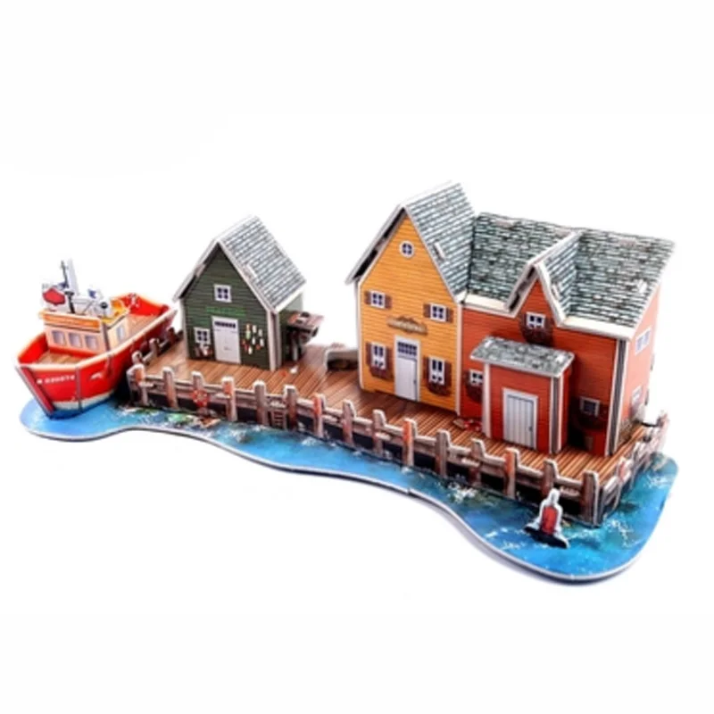 

3D Three-Dimensional Puzzles Paper House Toys for Children DIY Fight Inserted Model